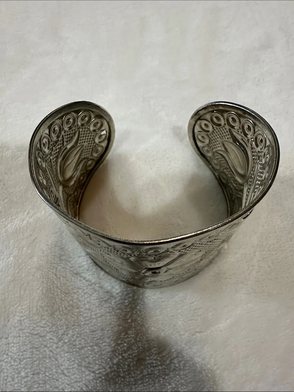 Silver Floral Embossed Cuff Bracelet